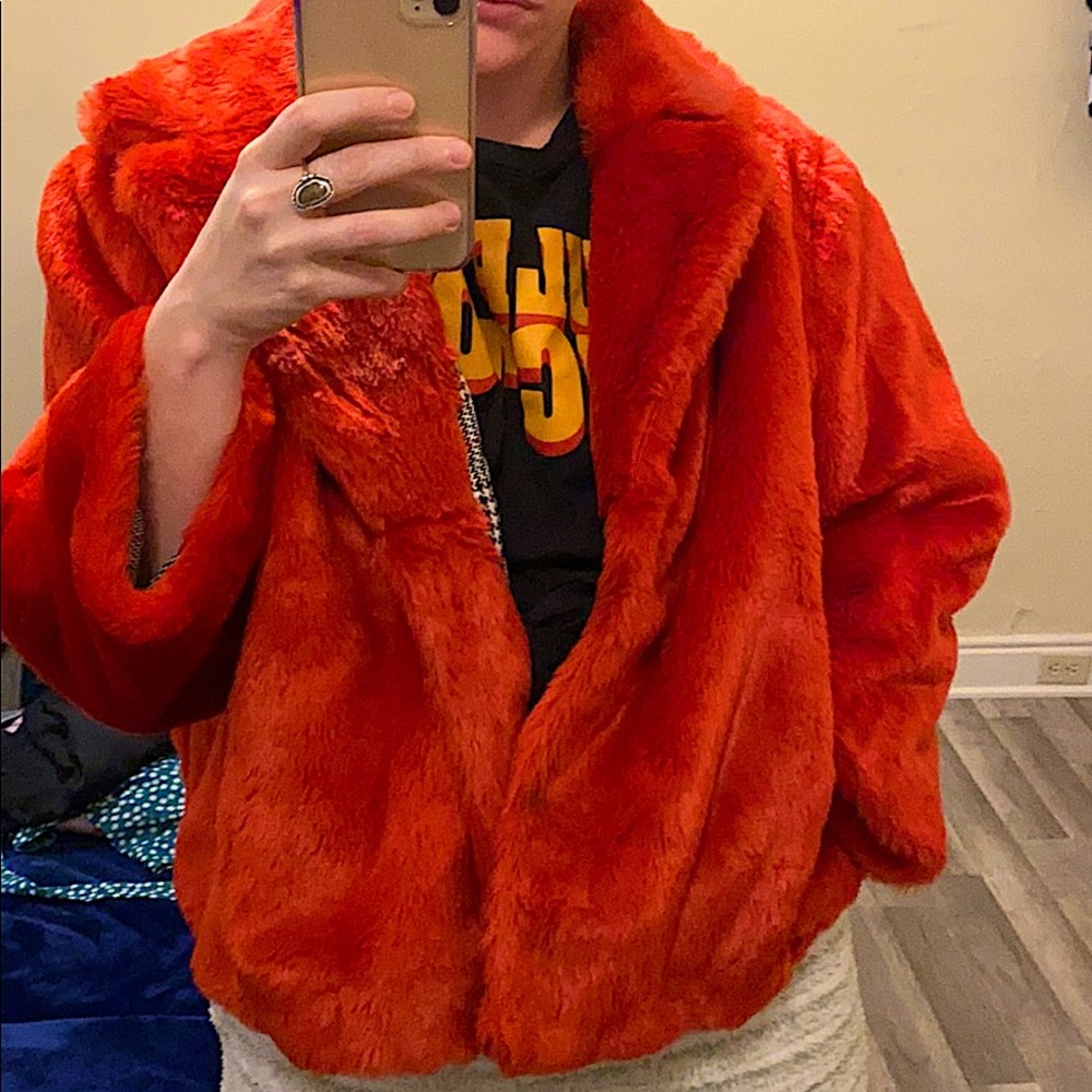 Ava & Viv Red Faux Fur Coat
